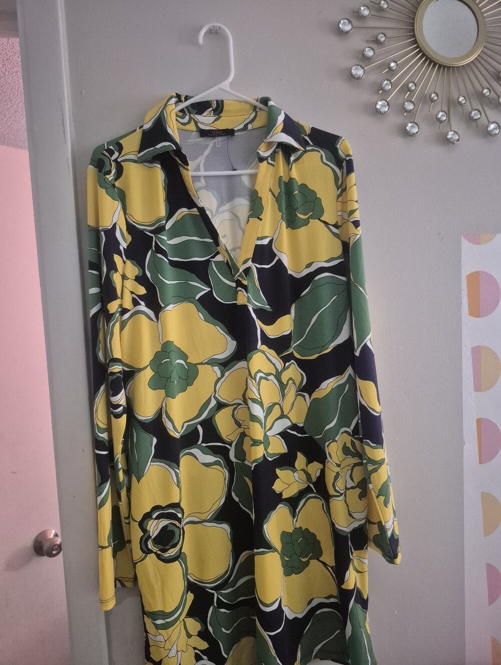 Trina Turk Yellow, Green & Black Floral Tunic